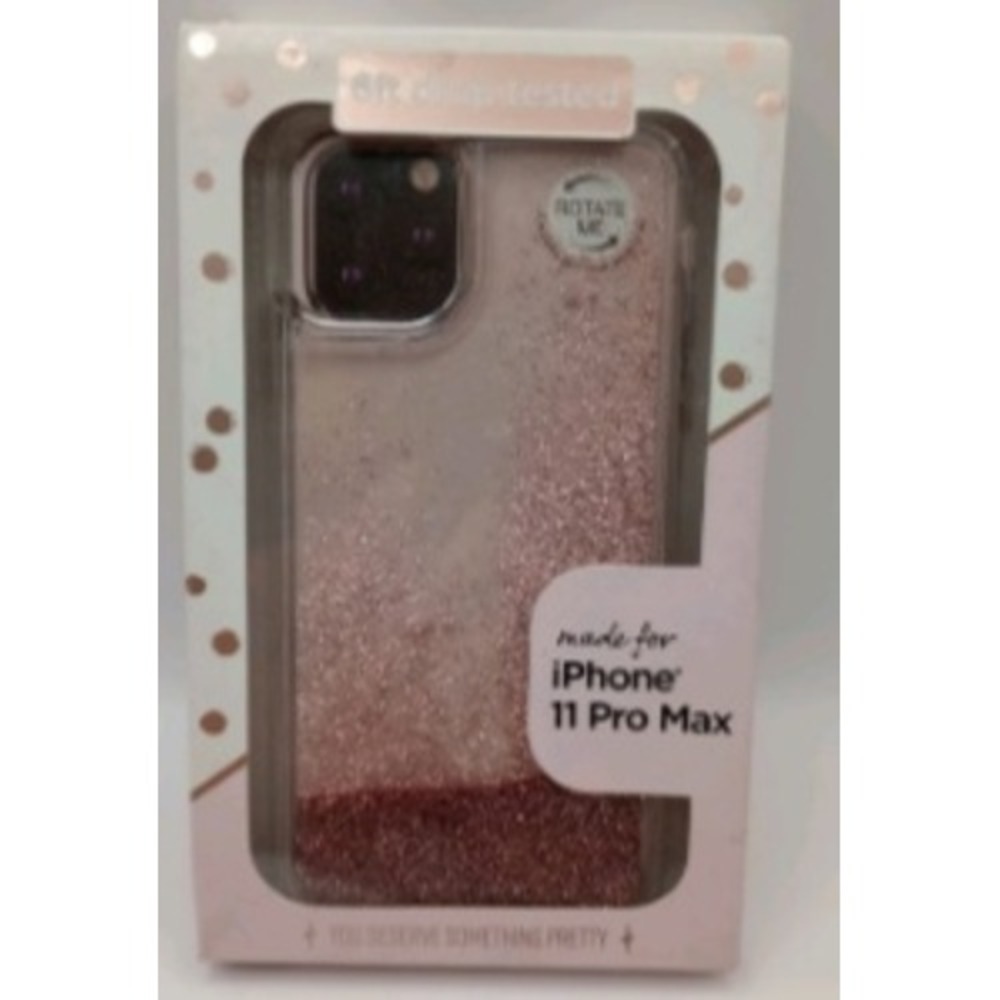 iPhone 11 Pro Max Case Rose Gold Liquid Glitter Waterfall 6ft Drop Tested